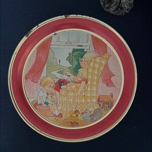 Vintage Decorative Tin with Red Border